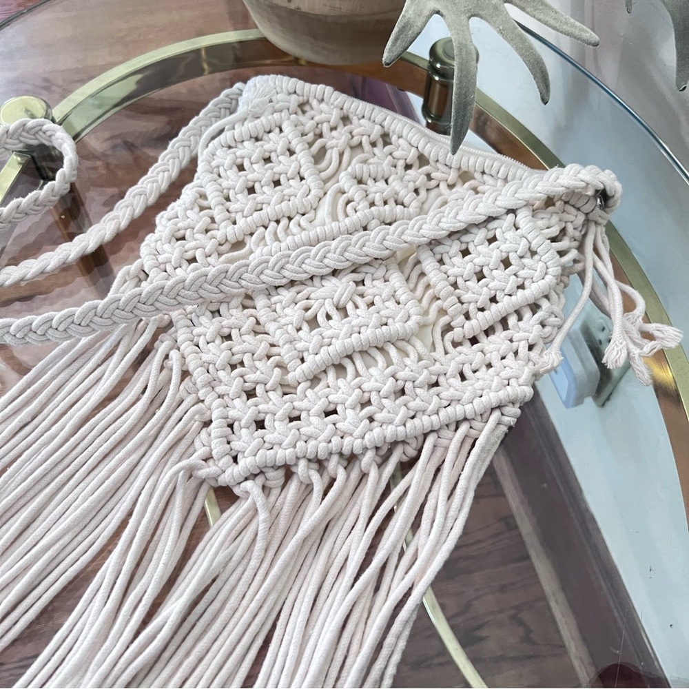 Macrame crossbody purse, knitted boho chic bag beach summer bohemian crochet